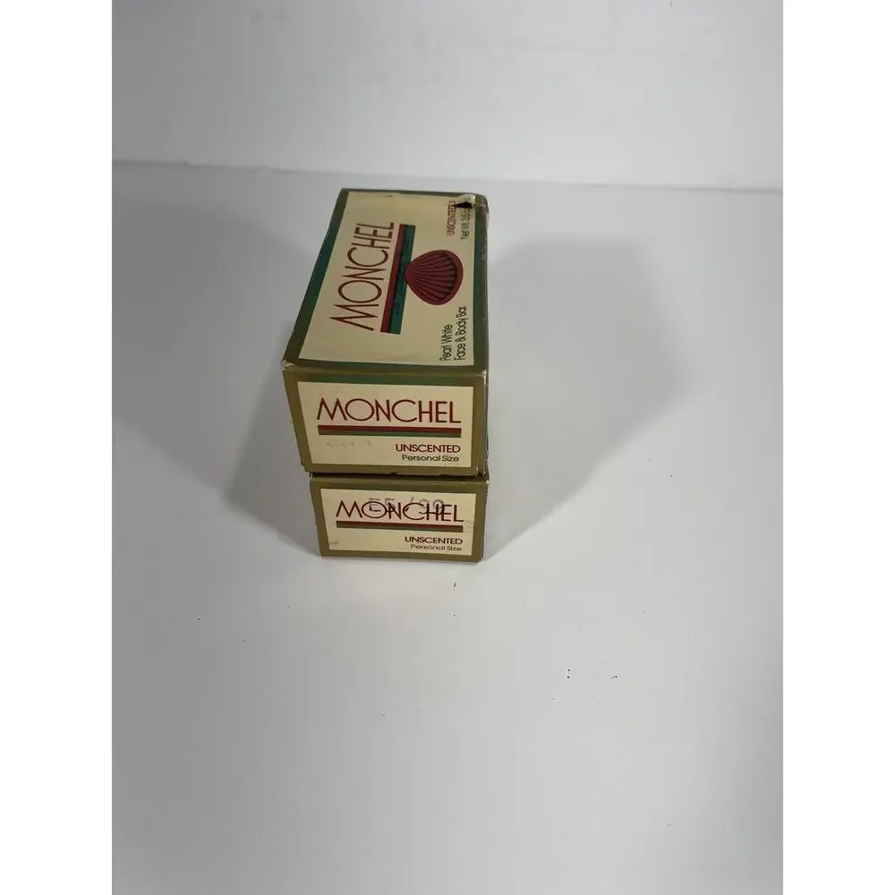 Lot Of 2 Vintage Monchel Pearl White UnScented Bar Soap 1982 New Old Stock Shell